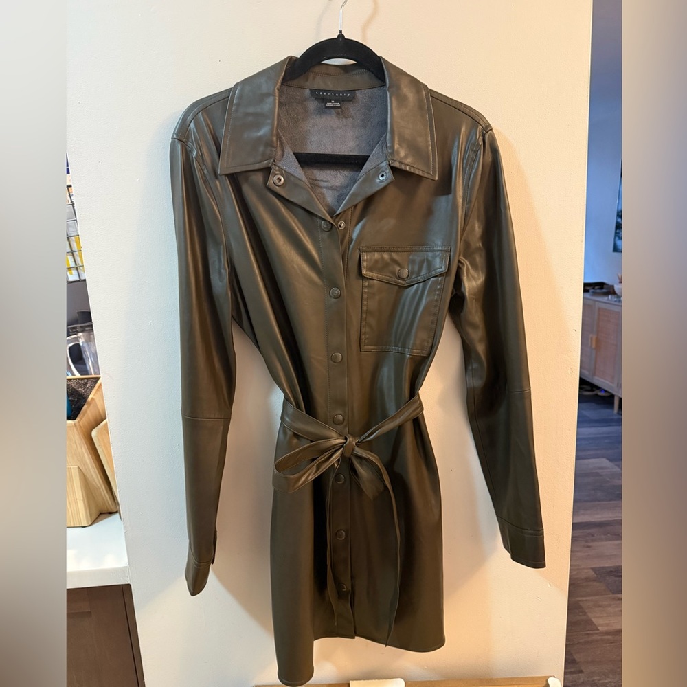Sanctuary Vegan Leather Shirt Dress